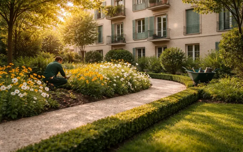 Entretien d'espaces verts dans le 20e arrondissement